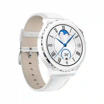 Huawei GT3 Pro Frigga Silver Bezel with White Leather Strap