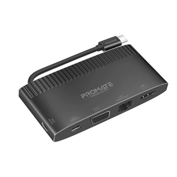 Promate MediaHub-C6 6-in-1 Highly Versatile USB-C Media Hub with 100W Power Delivery