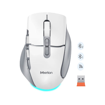 MEETION Wireless Mouse for Laptop, USB and Bluetooth Connectivity, 4 Adjustable DPI, Rechargeable, Ergonomic Mouse for Laptops, iPad, Compatible with Windows, MacOS, Android, iOS