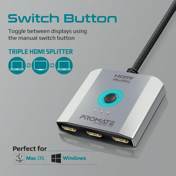 Promate MediaSwitch-H3 4K High Resolution 3-in-1 HDMI® Switch