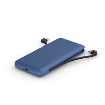 Belkin 10K Power Bank USB-C 18W PD with 2 Integrated cables, USBC & Lightning, Blue