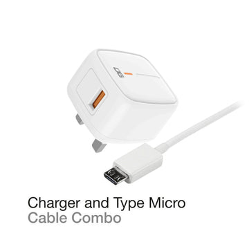 Triple OG Quick Charge 3.0 Wall Charger TOG-TC1 with Micro charging cable (Quick Charge 2.0 Compatible) for Galaxy S10/S9/S8/Edge/Plus, Note 8/7, LG G4, HTC One A9/M9, Nexus 9, iPhone, iPad and More