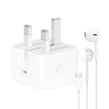 APPLE CHARGER ADAPTOR + APPLE WIRED EARPHONE