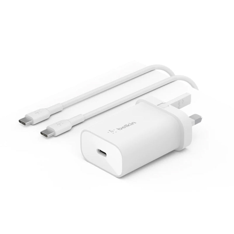 Belkin PD 25W PPS USB-C CHGR 1M PVC C-LTG CABLE WHT