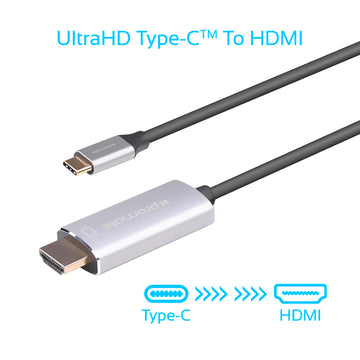 Promate HDLink-60H Grey USB-C to HDMI Audio Video Cable with UltraHD Support